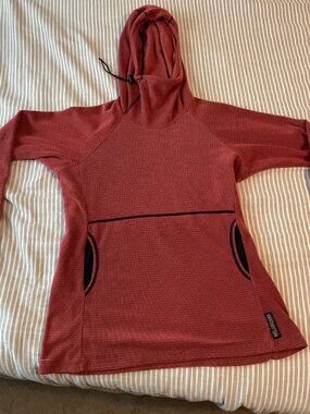 micro grid melanzana hoodie - rust orange - women's medium